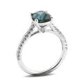 Natural Teal Blue-Green Sapphire 2.31 carats set in 14K White Gold Ring with 0.25 carats Diamonds / GIA Report