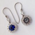 Natural Blue Sapphires 2.40 carats set in 18K White Gold Earrings with 1.24 carats Diamonds 