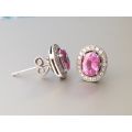 Natural Pink Sapphire 2.42 carats set in 18K White Gold Earrings with Diamonds