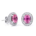 Natural Pink Sapphire 2.42 carats set in 18K White Gold Earrings with Diamonds