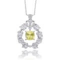 Natural Yellow Sapphire 2.68 carats set in 18K White Gold Pendant with 0.40 carats Diamonds/ GIA Report