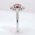 Natural Heated Padparadscha Sapphire 2.68 carats set in Platinum Art Deco Ring with 0.71 carats Diamonds / GRS Report