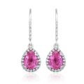 Natural Pink Sapphire 2.72 carats Earring set with 0.31 carats Diamond/ GIA Report 