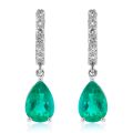 Natural Colombian Emeralds 2.74 carats set in 18K White Gold Earrings with 0.40 carats Diamonds / GIA Report