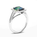Natural Green Tourmaline 2.85 carats set in 18K White Gold Ring with 0.20 carats Diamonds 