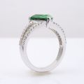 Natural Tsavorite 2.86 carats set in 18K White Gold Ring with Diamonds 