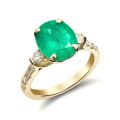 Natural Zambian Emerald 2.88 carats set in 14K Yellow Gold Ring with 0.53 carats  Diamonds