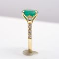 Natural Zambian Emerald 2.88 carats set in 14K Yellow Gold Ring with 0.53 carats  Diamonds