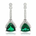 Natural Blue-Green Tourmaline 2.89 carats set in 14K White Gold Earrings with 0.38 carats Diamonds 