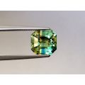 Natural Unheated Bi-color Sapphire octagonal shape yellow-blue color 3.02 carats with GIA Report