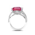 Natural Pink Sapphire 3.12 carats set in 14K White Gold Ring with 0.94 carats Diamonds / GIA Report