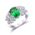 Unique Design Natural Tsavorite Ring 3.13cts Sparkling Diamonds 18K White Gold Cocktail / Modern / Green Color Gem