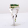 Natural Tsavorite 3.18 carats set in 14K White Gold Ring with 0.21 carats Diamonds 