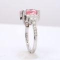 Natural Heated Padparadscha Sapphire 3.22 carats set in Platinum Art Deco Ring with 0.56 carats Diamonds / GRS Report