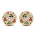  Natural Rubies, Emeralds, and Sapphires 3.50 carats set in 18K Yellow Gold Earrings with 6.25 carats of Diamonds / Guild Lab. Report