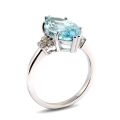 Natural Aquamarine 3.59 carats set in 14K White Gold Ring with 0.24 carats Diamonds