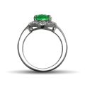 Tsavorite Cocktail Style  Ring 3.60cts Gem with Diamond 14K White Gold Green Stone