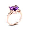 Natural Amethyst 3.61 carats set in 14K Rose Gold Ring with 0.10 carats Diamonds