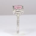 Natural Heated Padparadscha Sapphire 3.61 carats set in Platinum Art Deco Ring with 0.54 carats Diamonds / GRS Report