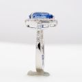 Natural Unheated Blue Sapphire 3.75 carats set in 14K White Gold Ring with 0.52 carats Diamonds / AIGS Report