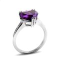 Natural Amethyst 4.13 carats set in 14K White Gold Ring with 0.13 carats Diamonds