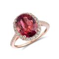 Natural Pink Tourmaline 3.84 carats set in 14K Rose Gold Ring with 0.35 carats Diamonds