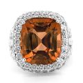 Natural Orange Tourmaline 11.86 carats set in 18K White Gold Ring with 3.11 carats Diamonds 
