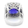 Exceptional Quality Tanzanite 20.58 carats set in 18K White Gold Ring with 2.64 carats Diamonds 