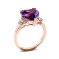 Natural Amethyst 4.01 carats set in 14K Rose Gold Ring with 0.24 carats Diamonds