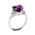 Natural Amethyst 3.55 carats set in 14K White Gold Ring with 0.24 carats Diamonds