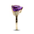 Natural Amethyst 3.69 carats set in 14K Yellow Gold Ring with 0.24 carats Diamonds