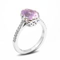Natural Heated Padparadscha Sapphire 4.10 carats set in 14K White Gold Ring with 0.17 carats Diamonds / GRS Report