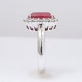 Magnificent Natural Ruby Engagement Anniversary Ring  4.10cts 18K White Gold