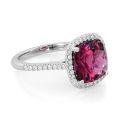 Natural Red Tourmaline 4.16 carats set in 14K White Gold Ring with 0.28 carats Diamonds