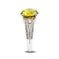 Natural Chrysoberyl 4.25 carats set in 14K White Gold Ring with 0.24 carats Diamonds