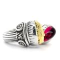 Natural Rubellite 4.39 carats set in Silver and 18K Yellow Gold Ring 