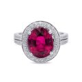 Natural Rubellite 4.59 carats set in 18K White Gold Ring with 0.45 carats Diamonds