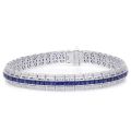 Natural Blue Sapphires 4.69 carats set in 14K White Gold Bracelet with 0.90 carats Diamonds 