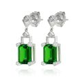 Natural Tsavorites 5.23 carats set in 18K White Gold Earrings with 0.08 carats Diamonds / GIA Report