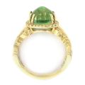 Natural Sugarloaf Green Tourmaline 5.42 carats set in 18K Yellow Gold Ring with 0.14 carats Diamonds