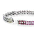  Natural Rainbow Multi Color Sapphires 5.45 carats with 0.86 carats Diamonds in 18K White Gold Bracelet 