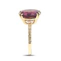 Natural Rhodolite Garnet 5.77 carats set in 14K Yellow Gold Ring with 0.25 carats Diamonds 