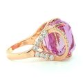 Natural Unheated Kunzite 29.19 carats set in 18K Rose Gold Ring with 1.45 carats Diamonds