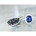 Natural Blue Sapphire 8.59 carats set in Platinum Ring with 1.18 carats Diamonds / GRS Report