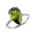 Natural Sphene 6.06 carats set in 14K White Gold Ring with 0.25 carats Diamonds