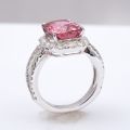 Statement Pink Spinel Ring 6.22cts 14K White Gold Diamonds Huge Pink Stone Unique Design - sold