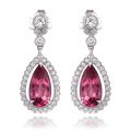 Natural Pink Tourmaline 6.42 carats set in Platinum & 18K Yellow Gold Earrings with 1.26 carats Diamonds 