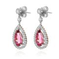 Natural Pink Tourmaline 6.42 carats set in Platinum & 18K Yellow Gold Earrings with 1.26 carats Diamonds 