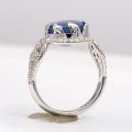 Natural Gray-Blue Star Sapphire 6.73 carats set in 14K White Gold Ring with 0.63 carats Diamonds