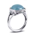 "Paraiba" color Agate 6.74 carats set in Silver Ring